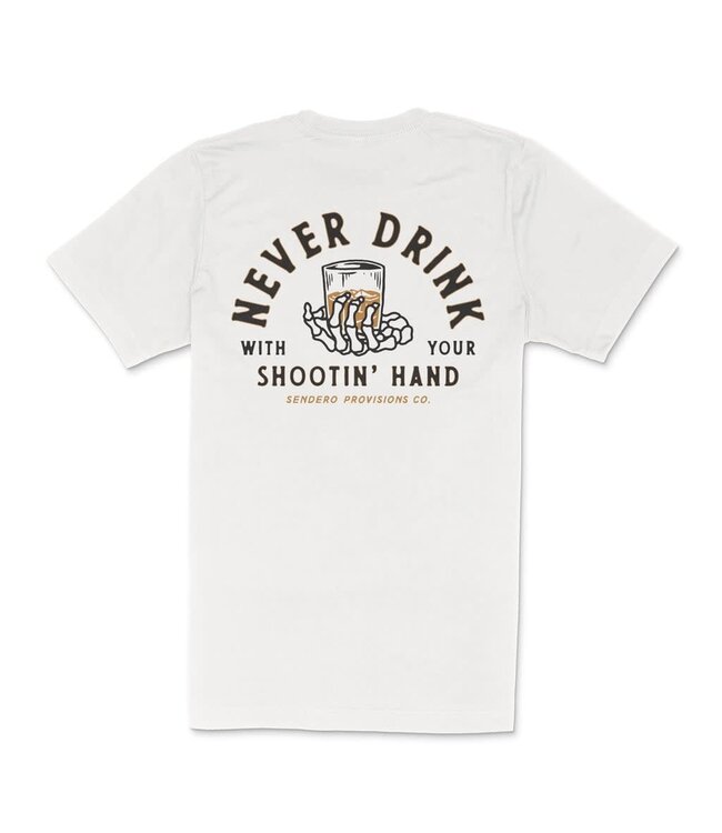 SENDERO MENS SHOOTIN HAND SHORT SLEEVE TEE VINTAGE WHITE