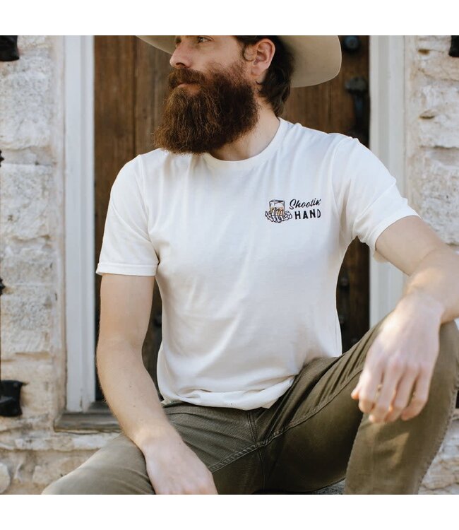 SENDERO MENS SHOOTIN HAND SHORT SLEEVE TEE VINTAGE WHITE