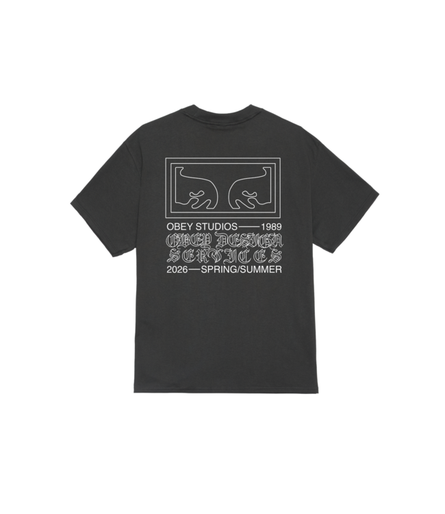 OBEY MENS DESIGN SERVICES SHORT SLEEVE TEE VINTAGE BLACK