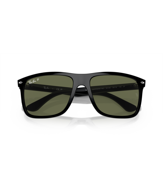 RAY-BAN BOYFRIEND TWO SUNGLASSES BLACK w/ GREEN POLAR