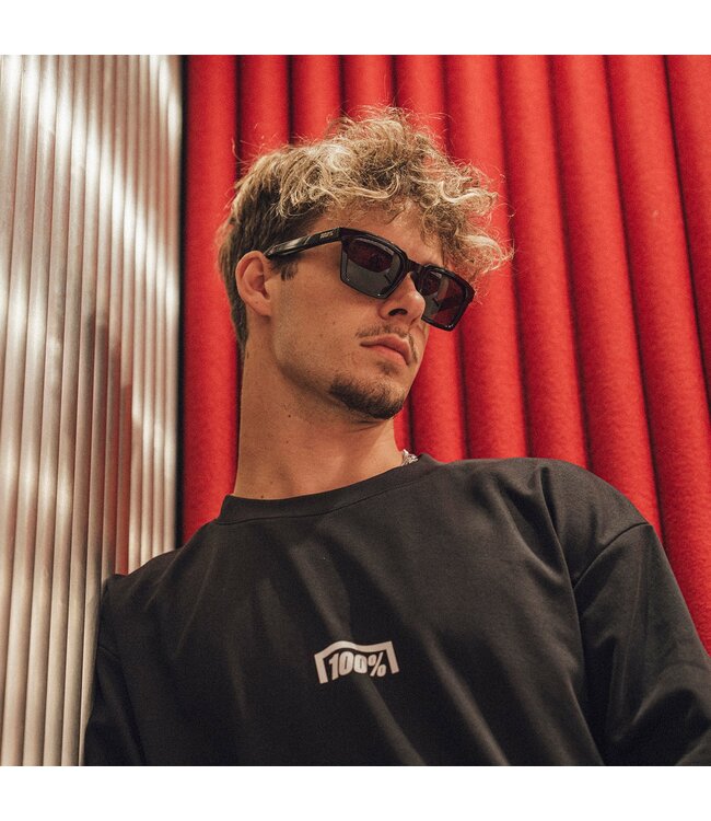 100% ERBA POLISHED BLACK SUNGLASSES w/ GREY POLAR