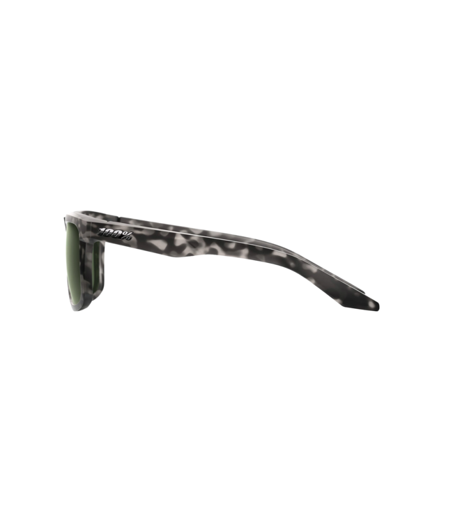 100% BLAKE MATTE BLACK HAVANA SUNGLASSES w/ GREY-GREEN