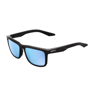 100% 100% BLAKE MATTE BLACK SUNGLASSES w/ HIPER BLUE MIRROR