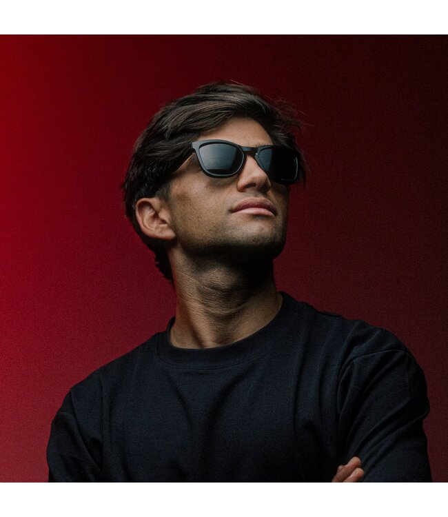 100% HUDSON POLISHED BLACK SUNGLASSES w/ GREY POLAR