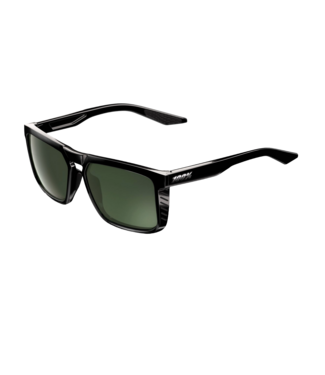 100% 100% RENSHAW POLISHED BLACK SUNGLASSES w/ GREY-GREEN