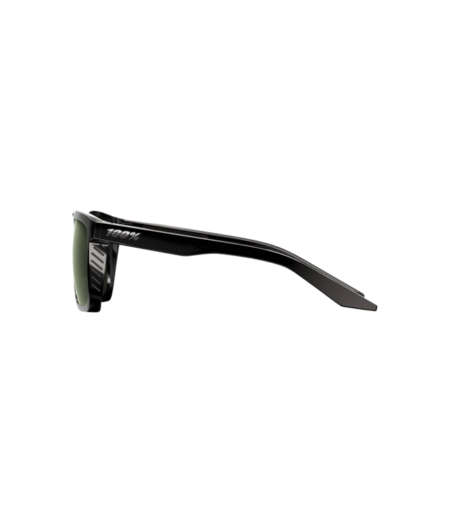 100% RENSHAW POLISHED BLACK SUNGLASSES w/ GREY-GREEN