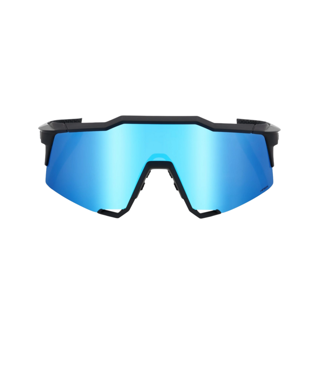 100% SPEEDCRAFT MATTE BLACK SUNGLASSES w/ HIPER BLUE MIRROR