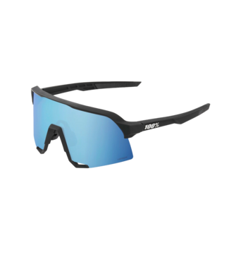 100% 100% S3 MATTE BLACK SUNGLASSES w/ HIPER BLUE MIRROR
