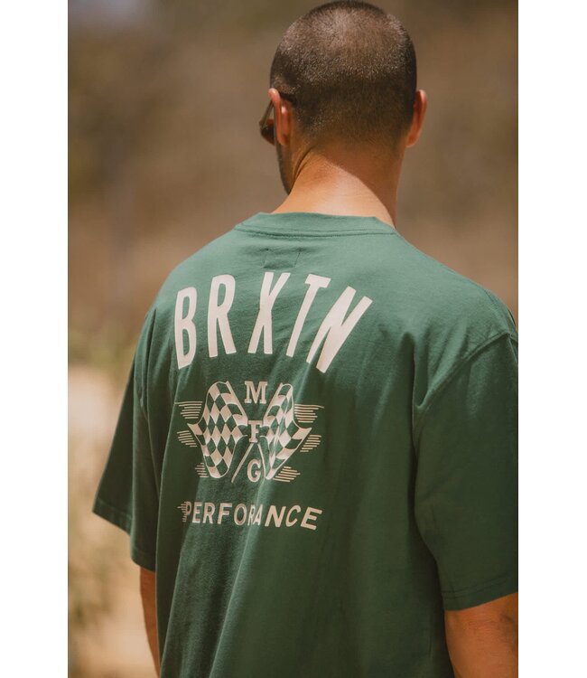 BRIXTON MENS PRIMARY CROPPED SHORT SLEEVE TEE PRIMAL GREEN