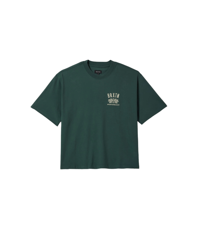 BRIXTON MENS PRIMARY CROPPED SHORT SLEEVE TEE PRIMAL GREEN