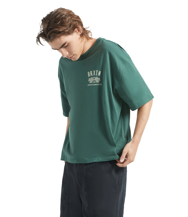 BRIXTON MENS PRIMARY CROPPED SHORT SLEEVE TEE PRIMAL GREEN