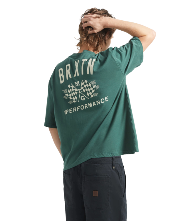 BRIXTON MENS PRIMARY CROPPED SHORT SLEEVE TEE PRIMAL GREEN