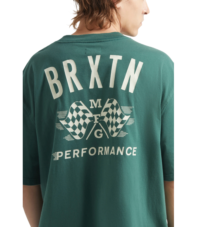 BRIXTON MENS PRIMARY CROPPED SHORT SLEEVE TEE PRIMAL GREEN