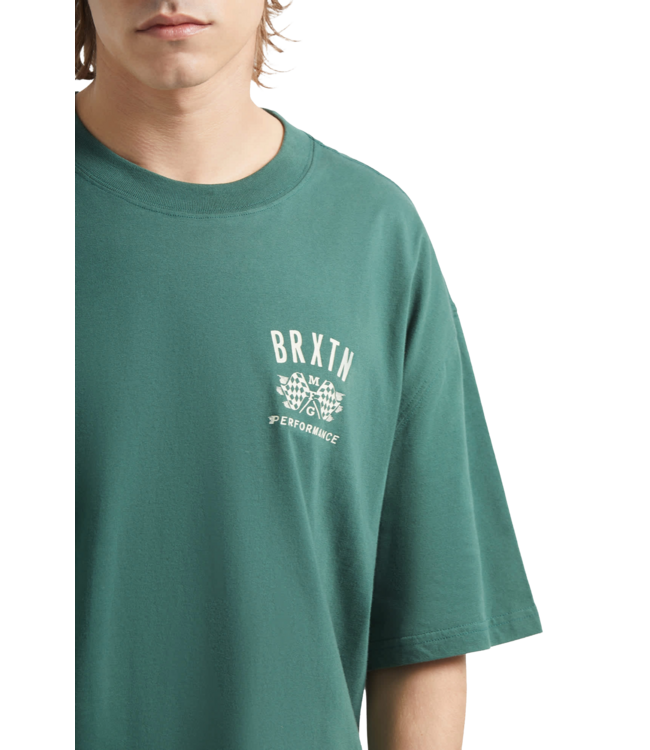BRIXTON MENS PRIMARY CROPPED SHORT SLEEVE TEE PRIMAL GREEN