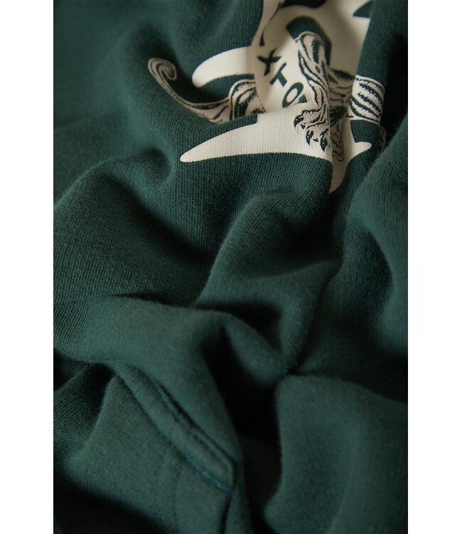 BRIXTON MENS PREDATOR RELAXED PULLOVER HOODIE PRIMAL GREEN WORN