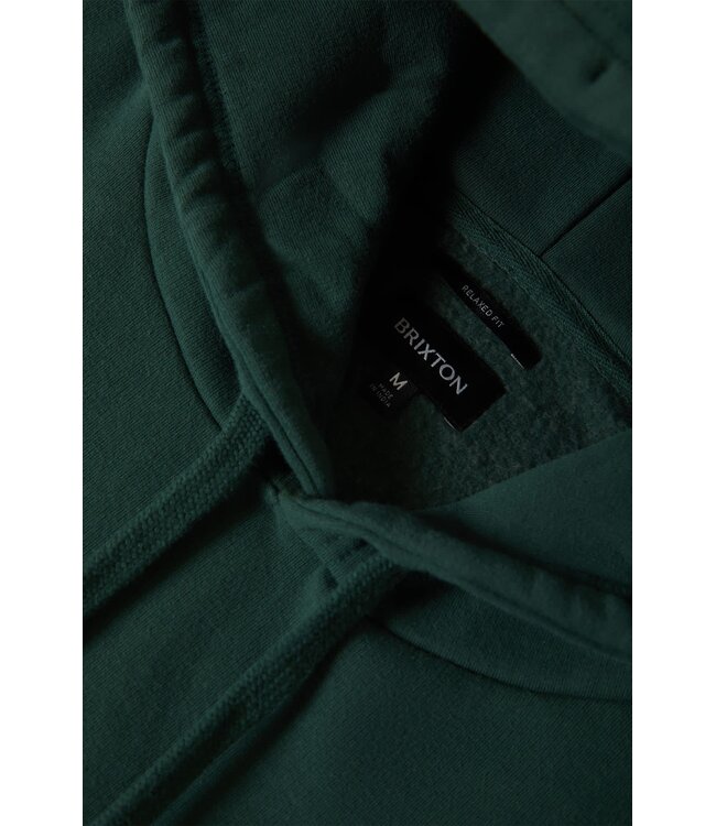 BRIXTON MENS PREDATOR RELAXED PULLOVER HOODIE PRIMAL GREEN WORN
