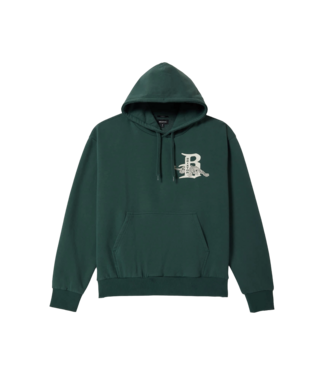 BRIXTON MENS PREDATOR RELAXED PULLOVER HOODIE PRIMAL GREEN WORN