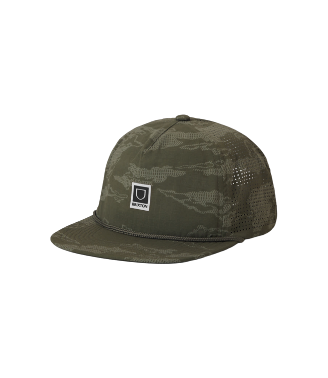 BRIXTON MENS JOURNEY MP PERFORMANCE SNAPBACK HAT OLIVE TIGER CAMO