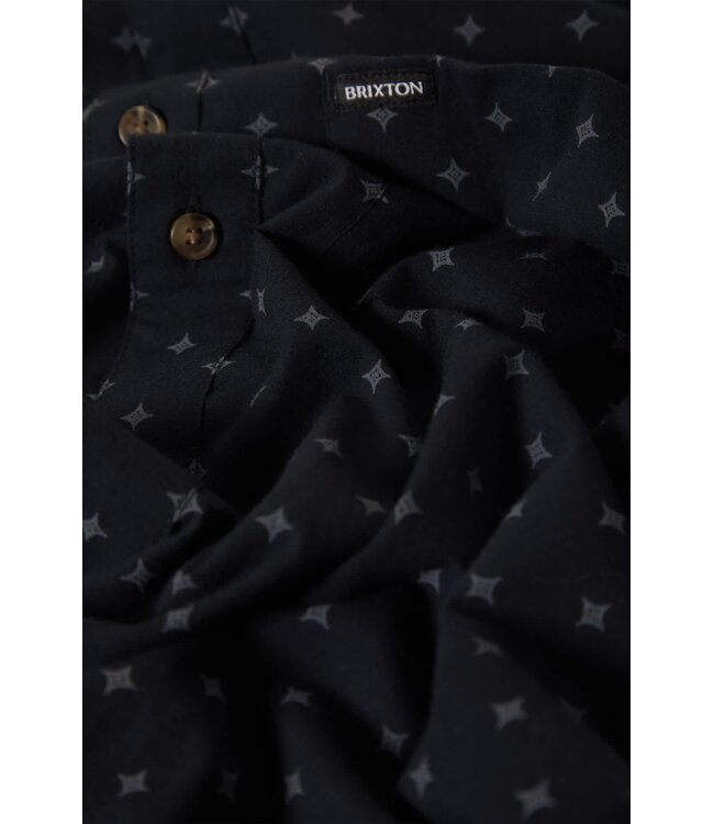BRIXTON MENS CHARTER PRINT SHORT SLEEVE SHIRT FUTURE GREY DIAMOND