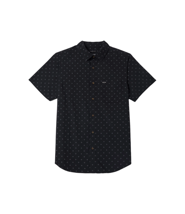 BRIXTON MENS CHARTER PRINT SHORT SLEEVE SHIRT FUTURE GREY DIAMOND