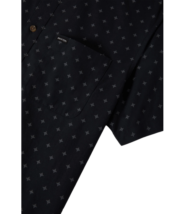 BRIXTON MENS CHARTER PRINT SHORT SLEEVE SHIRT FUTURE GREY DIAMOND