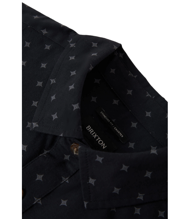 BRIXTON MENS CHARTER PRINT SHORT SLEEVE SHIRT FUTURE GREY DIAMOND