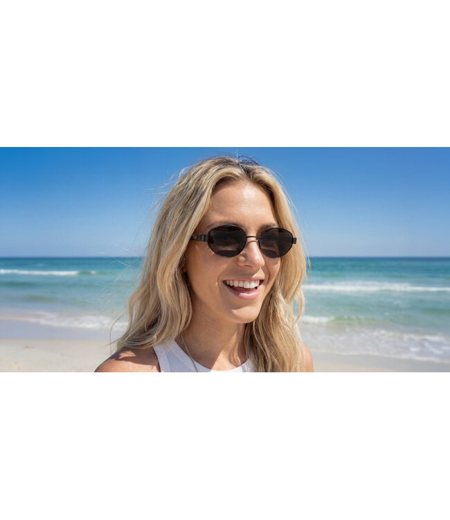 BLENDERS AZURE JET BLACK SUNGLASSES GLOSS GUNMETAL w/ SMOKE POLAR