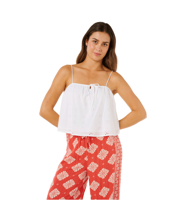RIP CURL WOMENS OASIS BRODERIE TOP WHITE