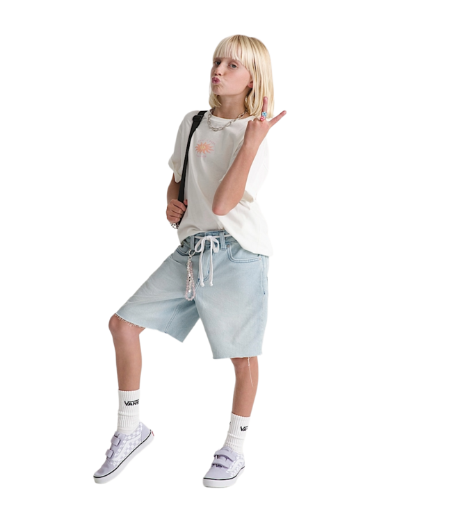 VANS YOUTH GIRLS SIRELLE CUT OFF JORTS SHORT LIGHT STONEWASH