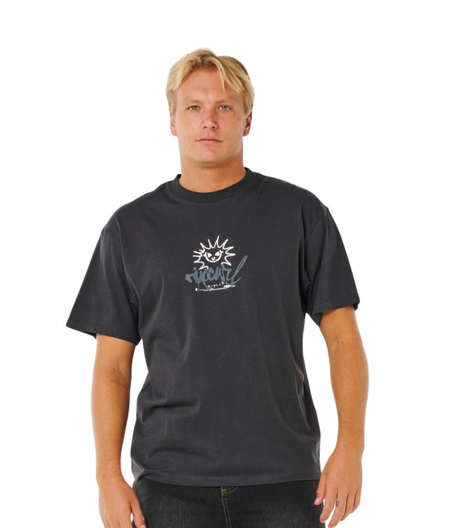 RIP CURL MENS INNER VISIONS ROTTEN SUN SHORT SLEEVE TEE WASHED BLACK