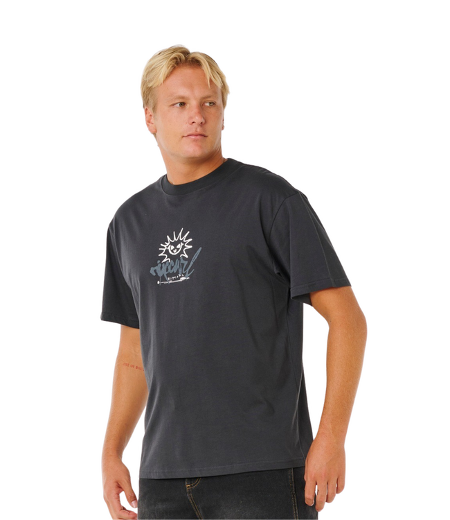 RIP CURL MENS INNER VISIONS ROTTEN SUN SHORT SLEEVE TEE WASHED BLACK