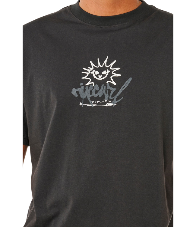 RIP CURL MENS INNER VISIONS ROTTEN SUN SHORT SLEEVE TEE WASHED BLACK