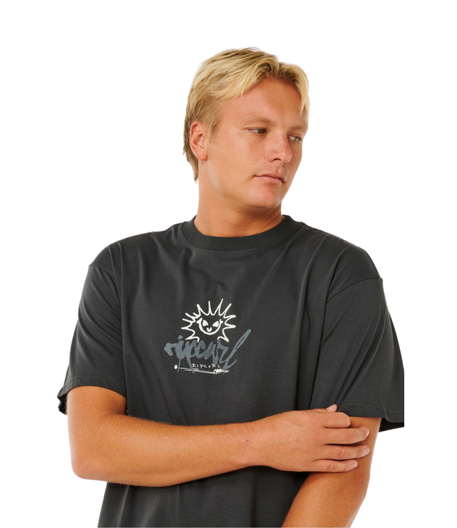 RIP CURL MENS INNER VISIONS ROTTEN SUN SHORT SLEEVE TEE WASHED BLACK