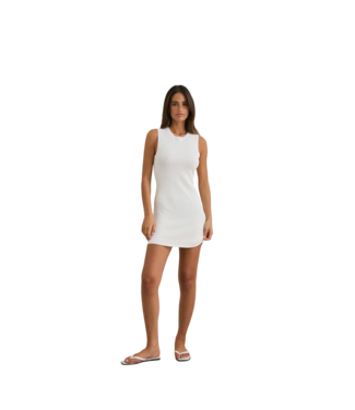 RHYTHM WOMENS GIGI KNIT TANK DRESS WHITE