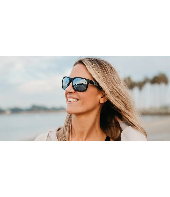 BLENDERS CANYON MYSTIC GREY MATTE BLACK SUNGLASSES w/ SILVER POLARIZED MIRROR
