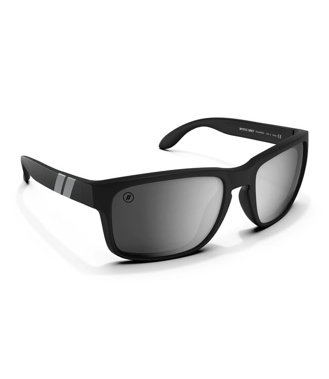 BLENDERS CANYON MYSTIC GREY MATTE BLACK SUNGLASSES w/ SILVER POLARIZED MIRROR