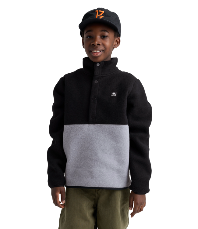 BURTON KIDS CINDER PULLOVER CREW TRUE BLACK GREY HEATHER 2027