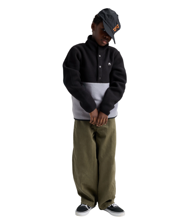 BURTON KIDS CINDER PULLOVER CREW TRUE BLACK GREY HEATHER 2027