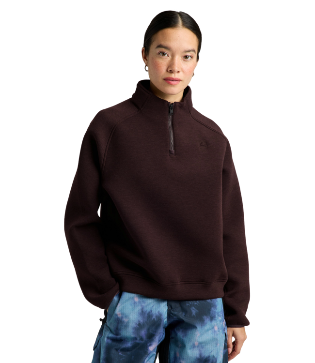BURTON WOMENS SPACECLOUD QUARTER ZIP BEAR HUG BROWN 2027