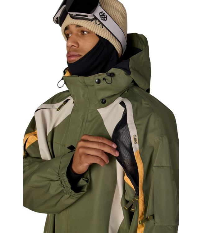 686 MENS 2003 ATOM JACKET FATIGUE GREEN COLORBLOCK 2027