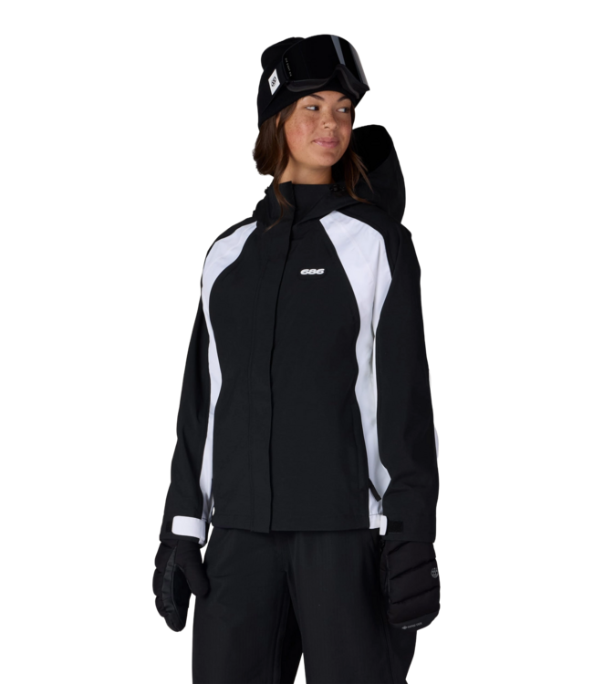 686 WOMENS HOLOGRAM SHELL JACKET BLACK WHITE COLOURBLOCK 2027