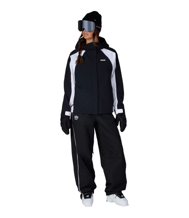 686 WOMENS HOLOGRAM SHELL JACKET BLACK WHITE COLOURBLOCK 2027