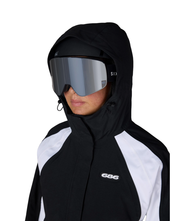 686 WOMENS HOLOGRAM SHELL JACKET BLACK WHITE COLOURBLOCK 2027