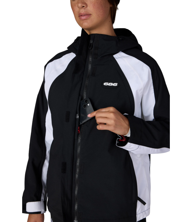 686 WOMENS HOLOGRAM SHELL JACKET BLACK WHITE COLOURBLOCK 2027