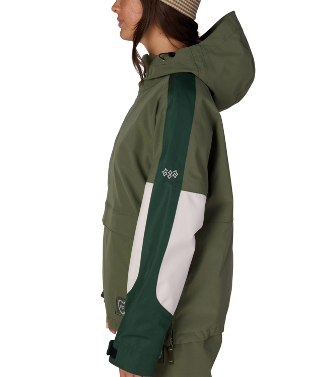 686 WOMENS OUTLINE SHELL ANORAK FATIGUE GREEN COLOURBLOCK 2027