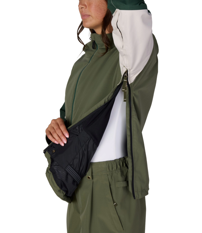 686 WOMENS OUTLINE SHELL ANORAK FATIGUE GREEN COLOURBLOCK 2027