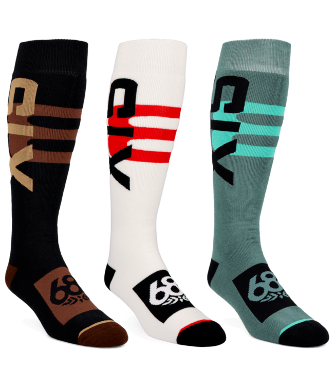 686 MENS SWISS SNOW SOCKS - 3 PACK ASSORTED 2027