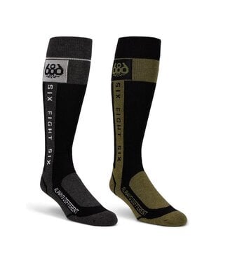 686 686 MENS MERINO FLOW SNOW SOCKS - 2 PACK SNOW SOCKS ASSORTED 2027