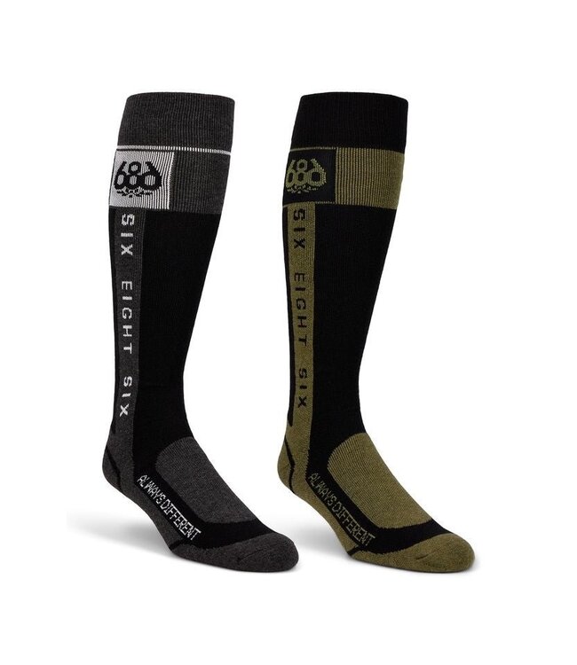 686 MENS MERINO FLOW SNOW SOCKS - 2 PACK SNOW SOCKS ASSORTED 2027