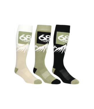 686 686 MENS SNOW CAPS SNOW SOCKS 3-PACK SNOW SOCKS ASSORTED 2 2027